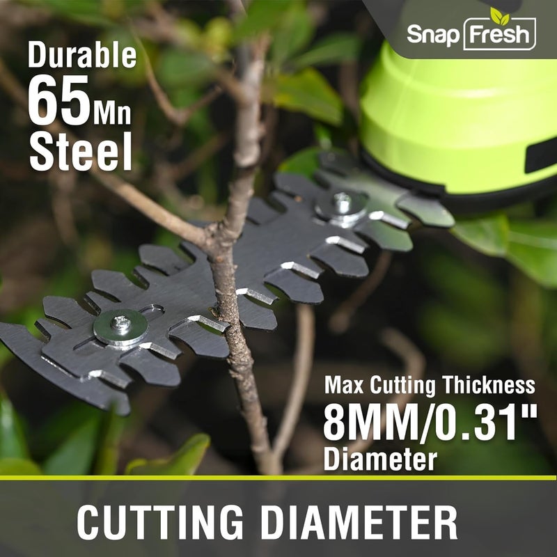 SnapFresh Hedge Trimmer Cordless Grass Shear, 2 in 1 Electric Grass Trimmer and Hedge Shears, Handheld Bush Trimmer/Grass Cutter/Shrub Trimmers with Battery for Garden & Lawn, USB-C Cable Included - Image 5